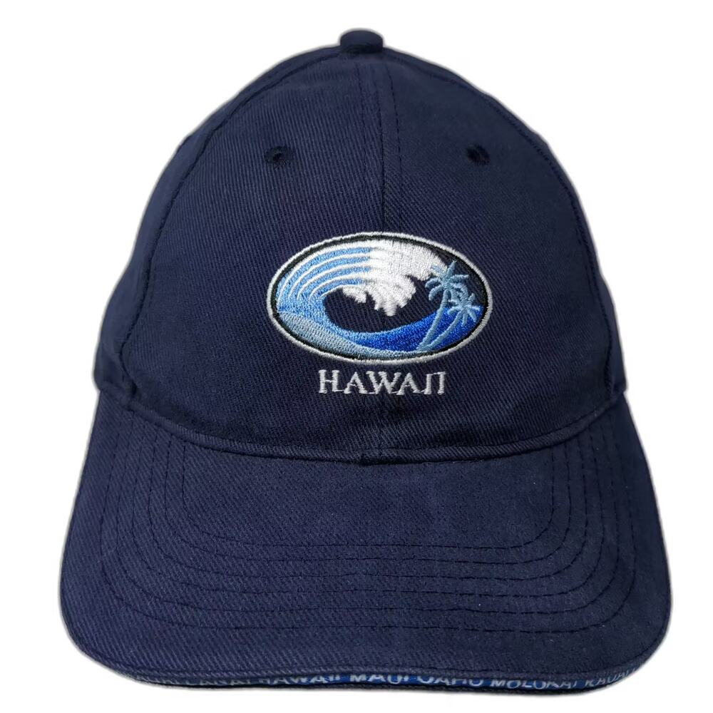 Surfware Baseball Cap Blue White Hawaii Wave Embroidered Hat OS Strapback